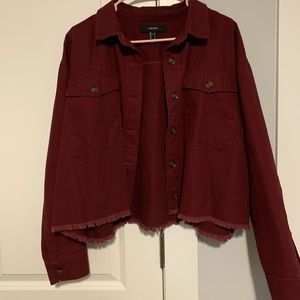 Maroon Grunge Jean Jacket